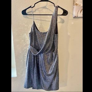 Topshop Silver Drape Dress - Petite US 6/ UK 10